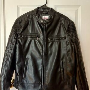 Men's Black Leather Bomber Jacket